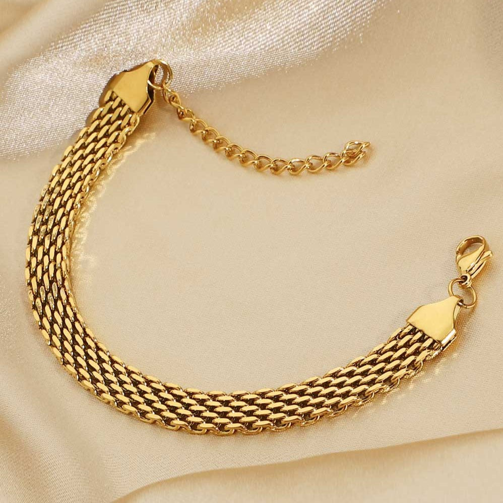 18K Gold-Plated Wide Chain Bracelet