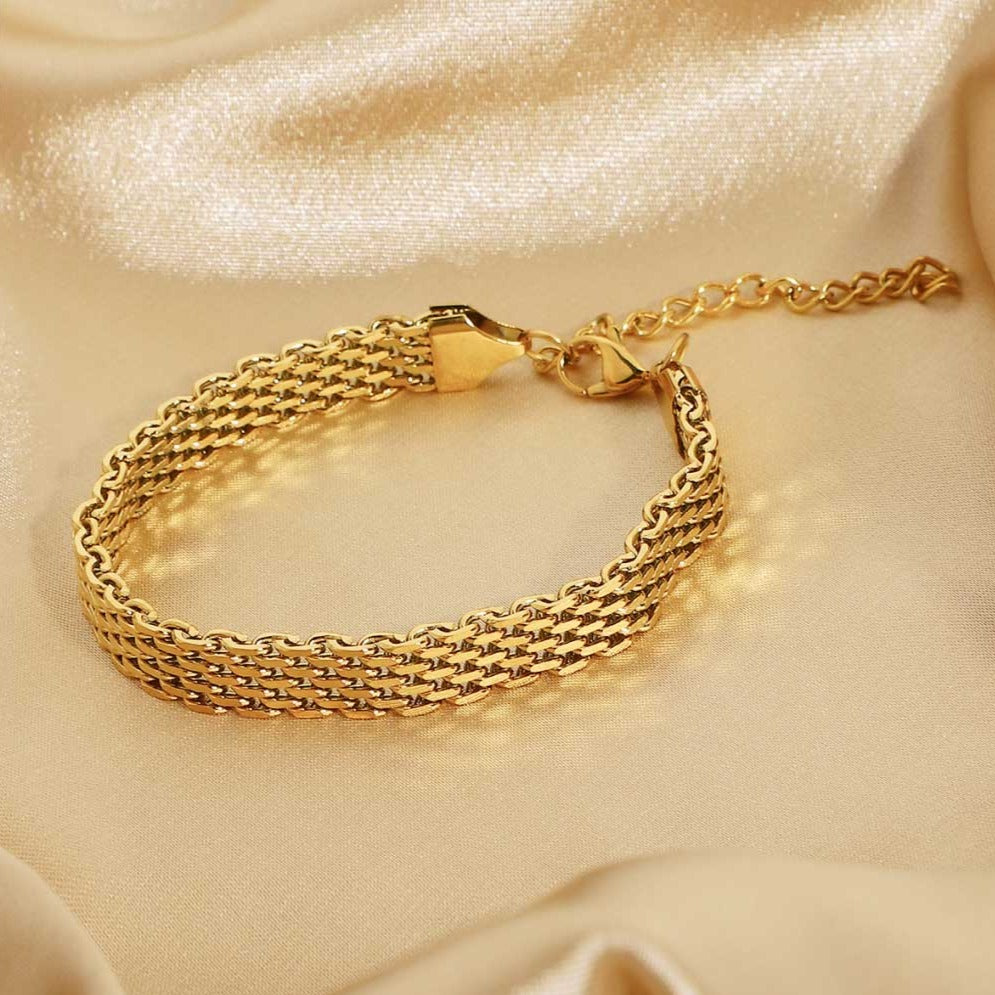 18K Gold-Plated Wide Chain Bracelet