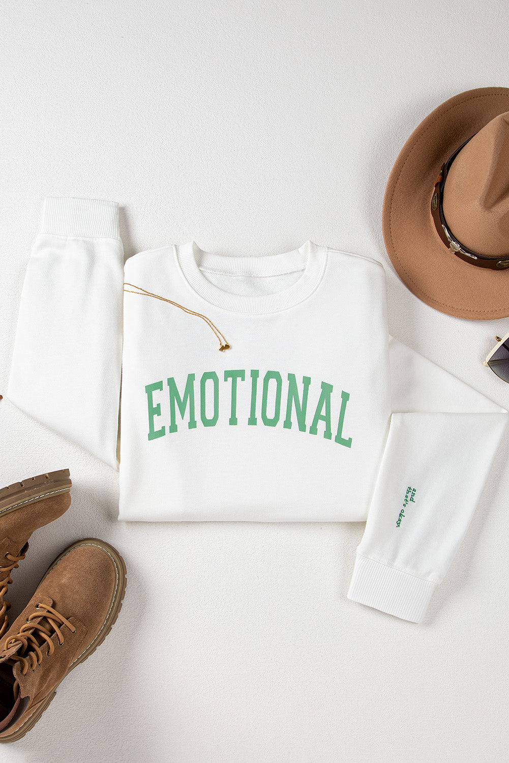 EMOTIONAL (And That's Okay) Beige Graphic Sweatshirt