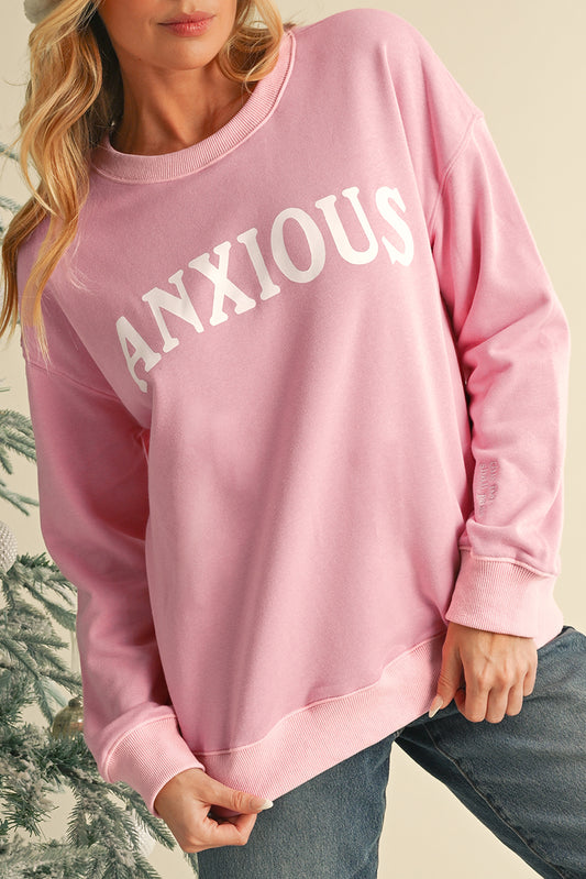 ANXIOUS (This Too Shall Pass) Pink Graphic Sweatshirt