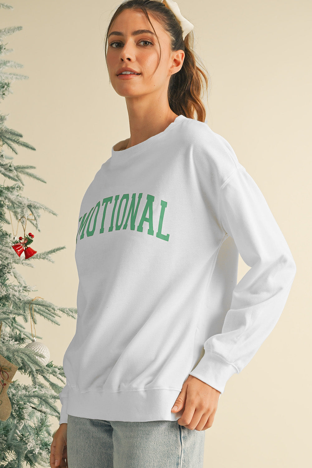 EMOTIONAL (And That's Okay) Beige Graphic Sweatshirt