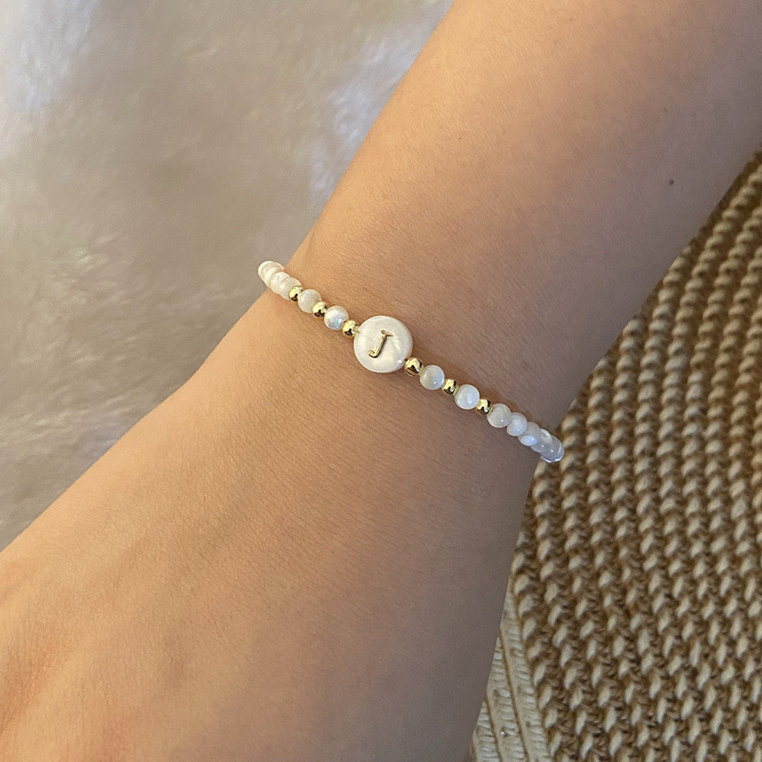 Stainless Steel Shell Letter Bead Bracelet